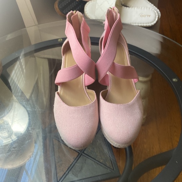 TALBOTS PINK LYNDSAY D'ORSAY ESPADRILLE WEDGES SANDALS SIZE 8.5 - Picture 17 of 17